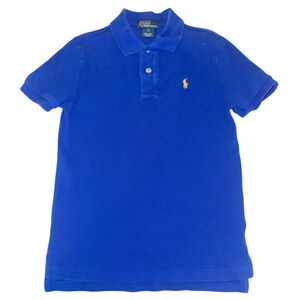 Boys Polo by Ralph Lauren Blue Polo Shirt Size 7 with Yellow Logo